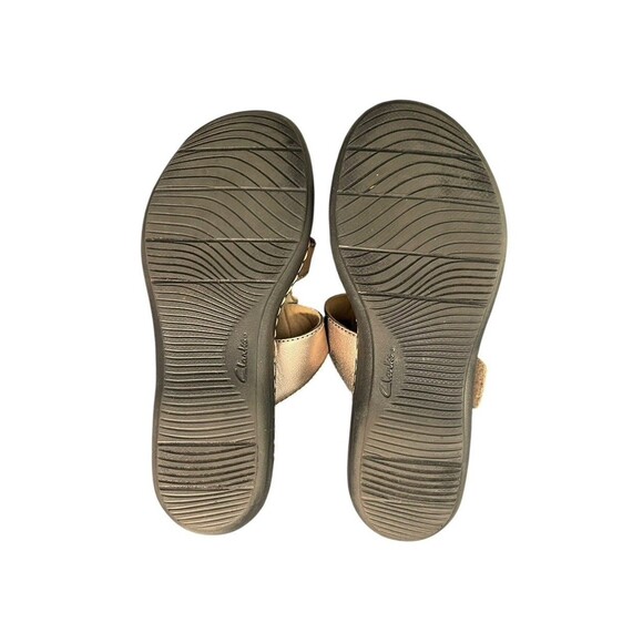 Clarks Collection Sandals Womens Sz 7 Laurieann Judi Pewter Slip On Mule Strappy - Picture 5 of 8